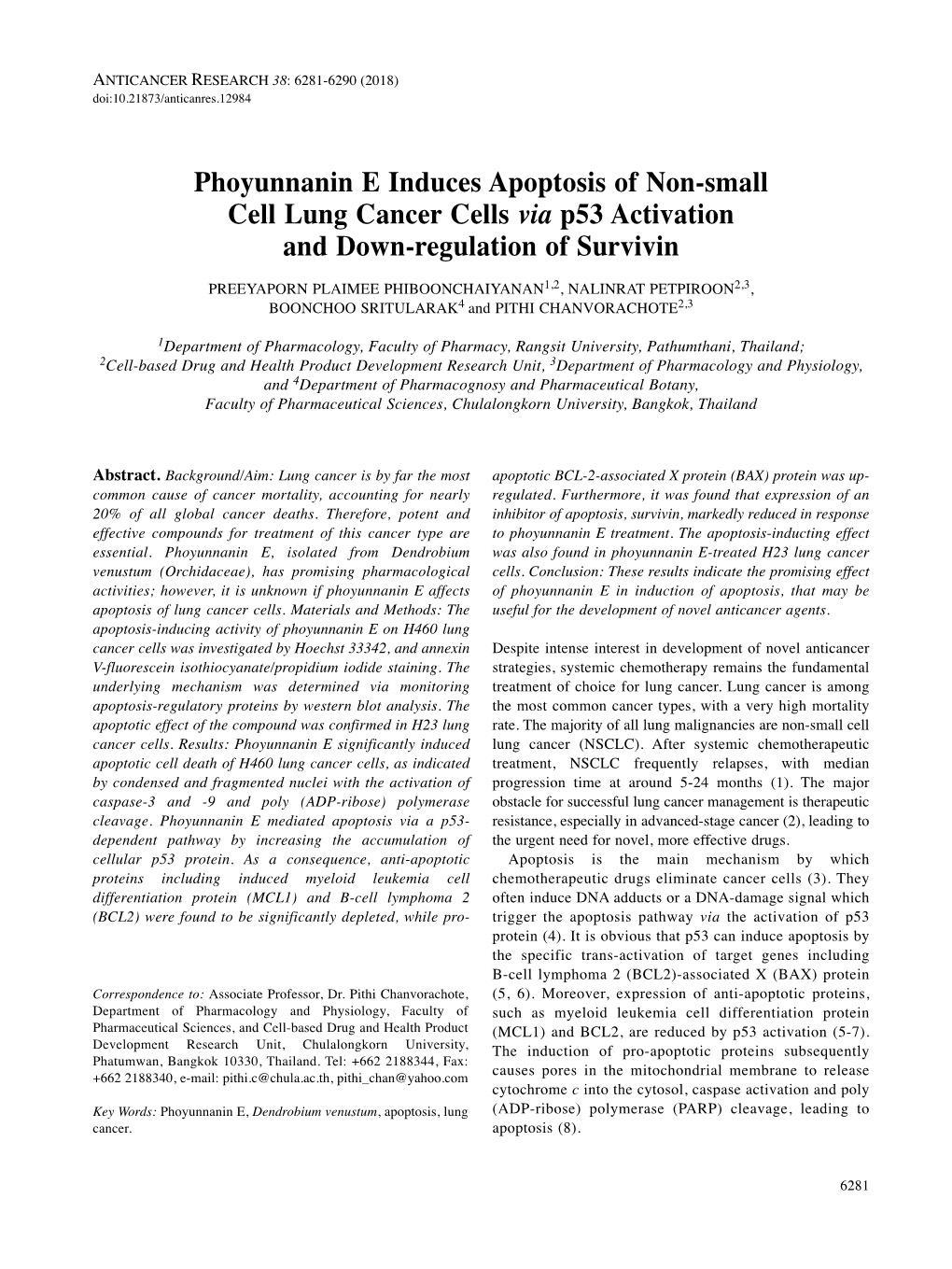 Phoyunnanin E Induces Apoptosis of Non-Small Cell Lung Cancer Cells Via P53 Activation and Down-Regulation of Survivin