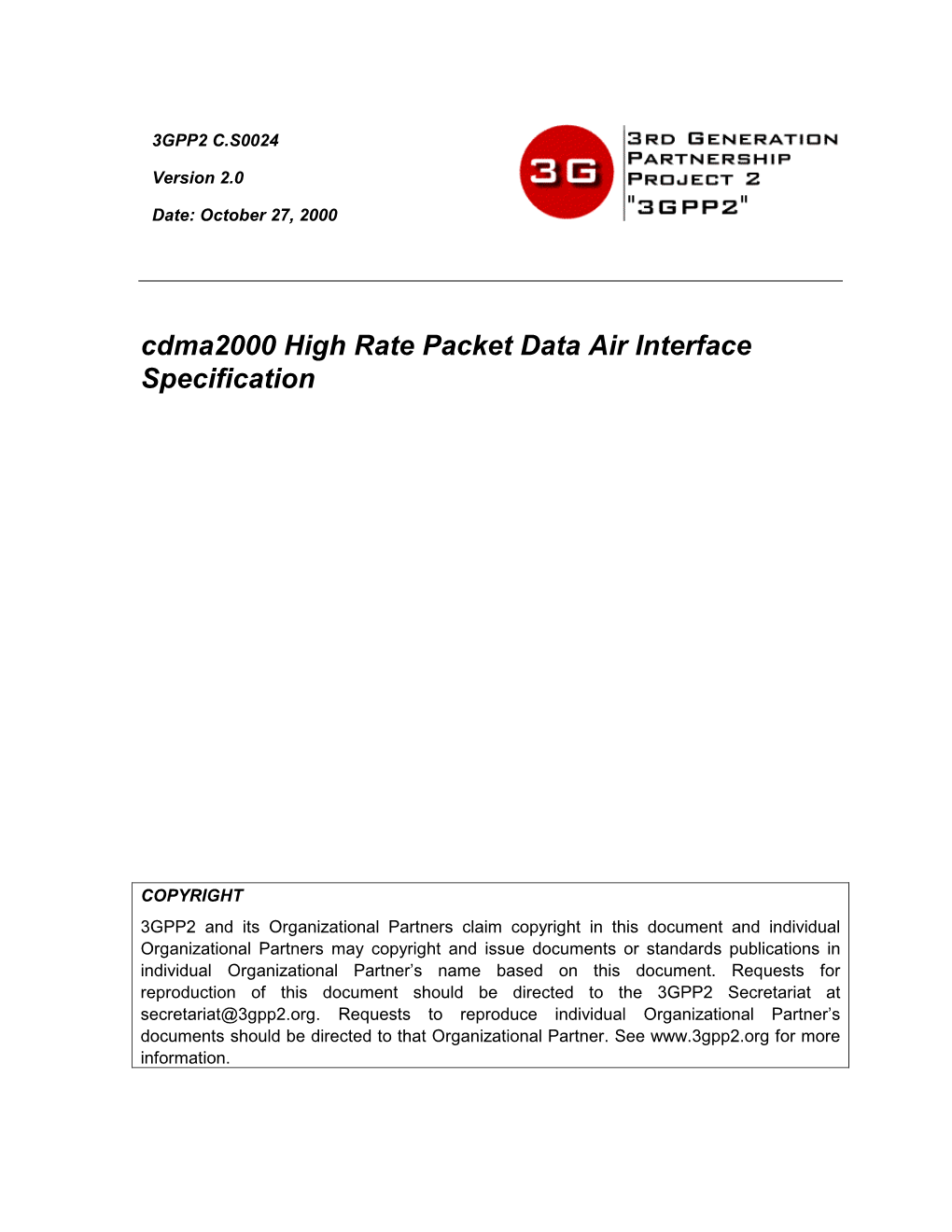 Cdma2000 High Rate Packet Data Air Interface Specification