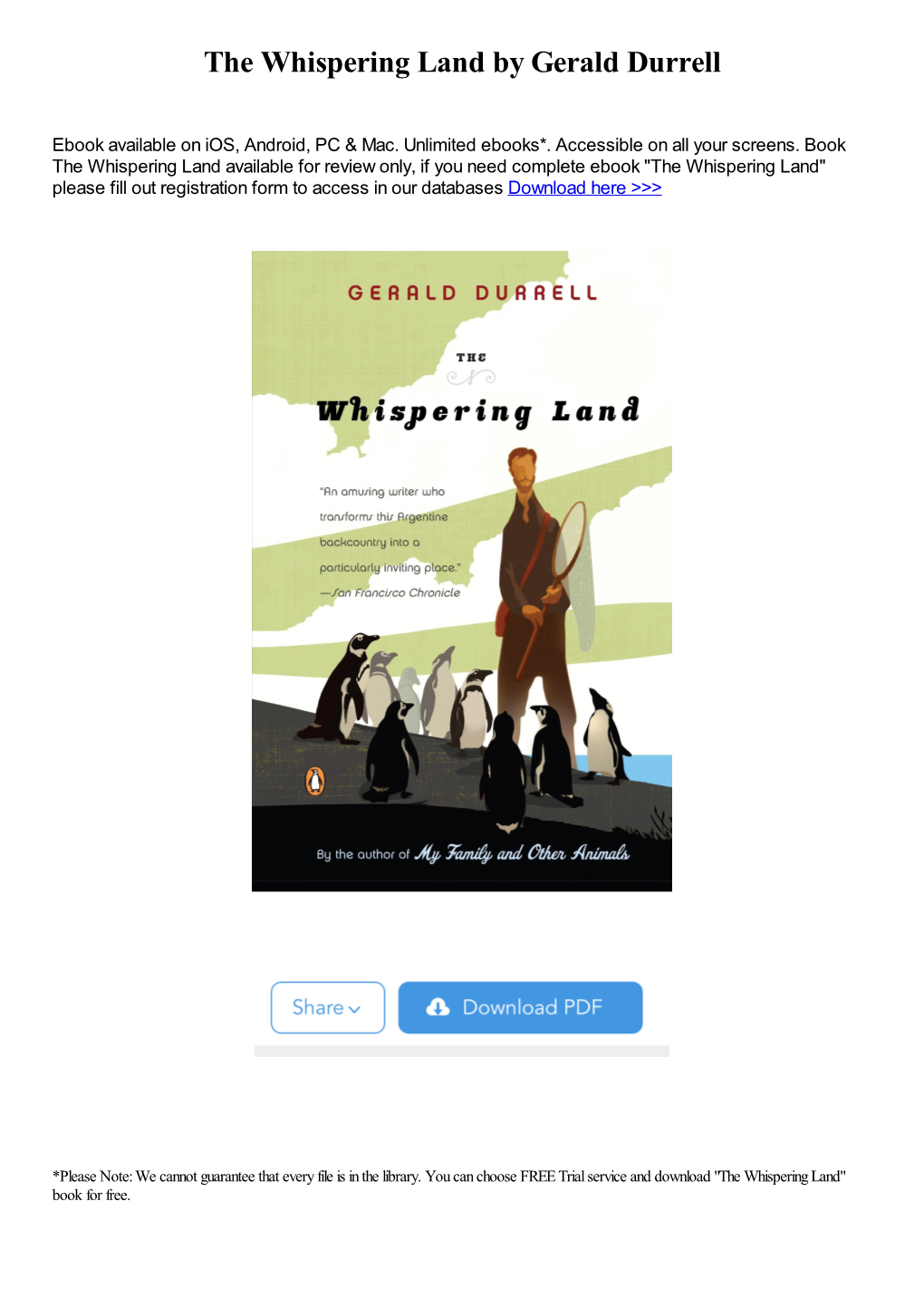 The Whispering Land by Gerald Durrell