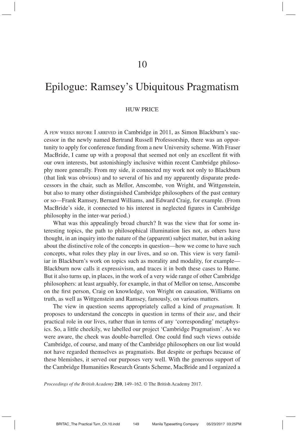 Epilogue: Ramsey’S Ubiquitous Pragmatism