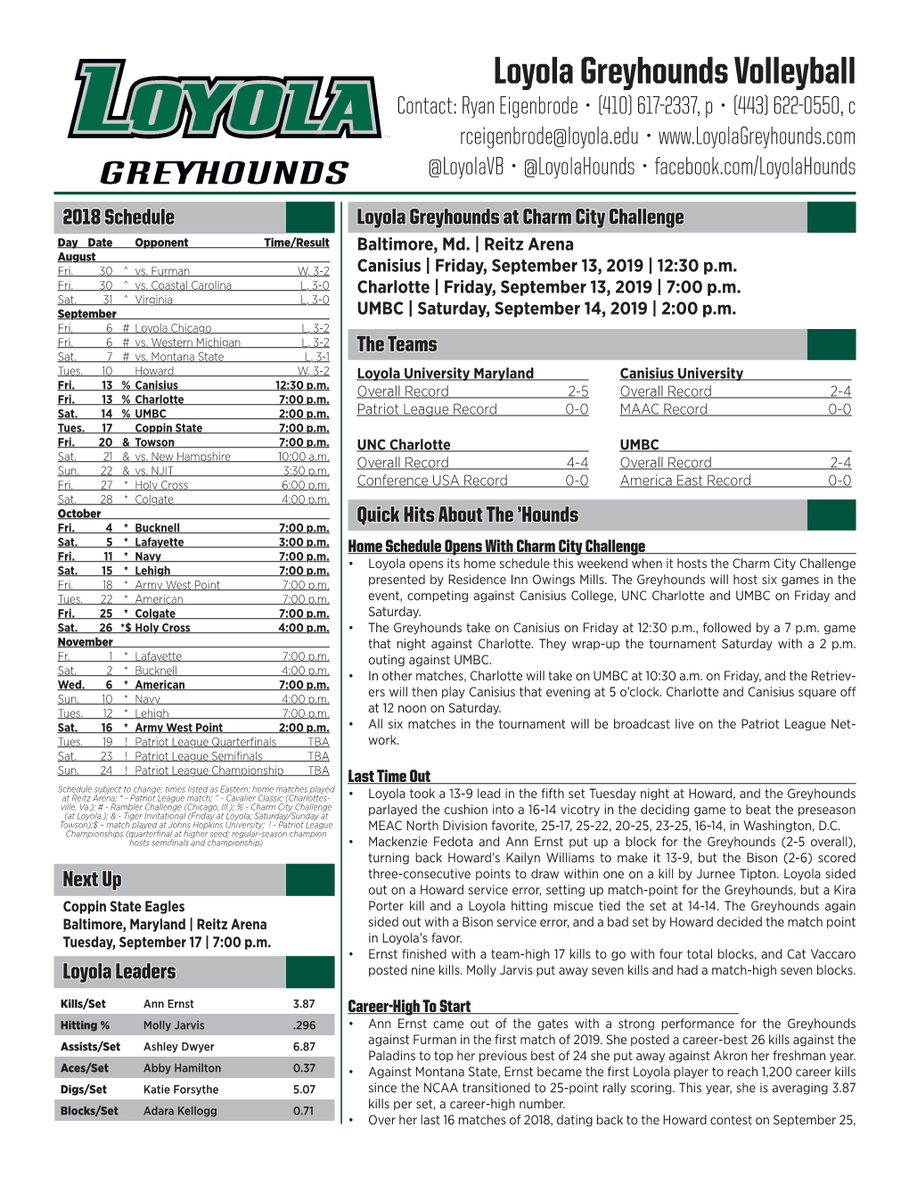 Loyola Greyhounds Volleyball