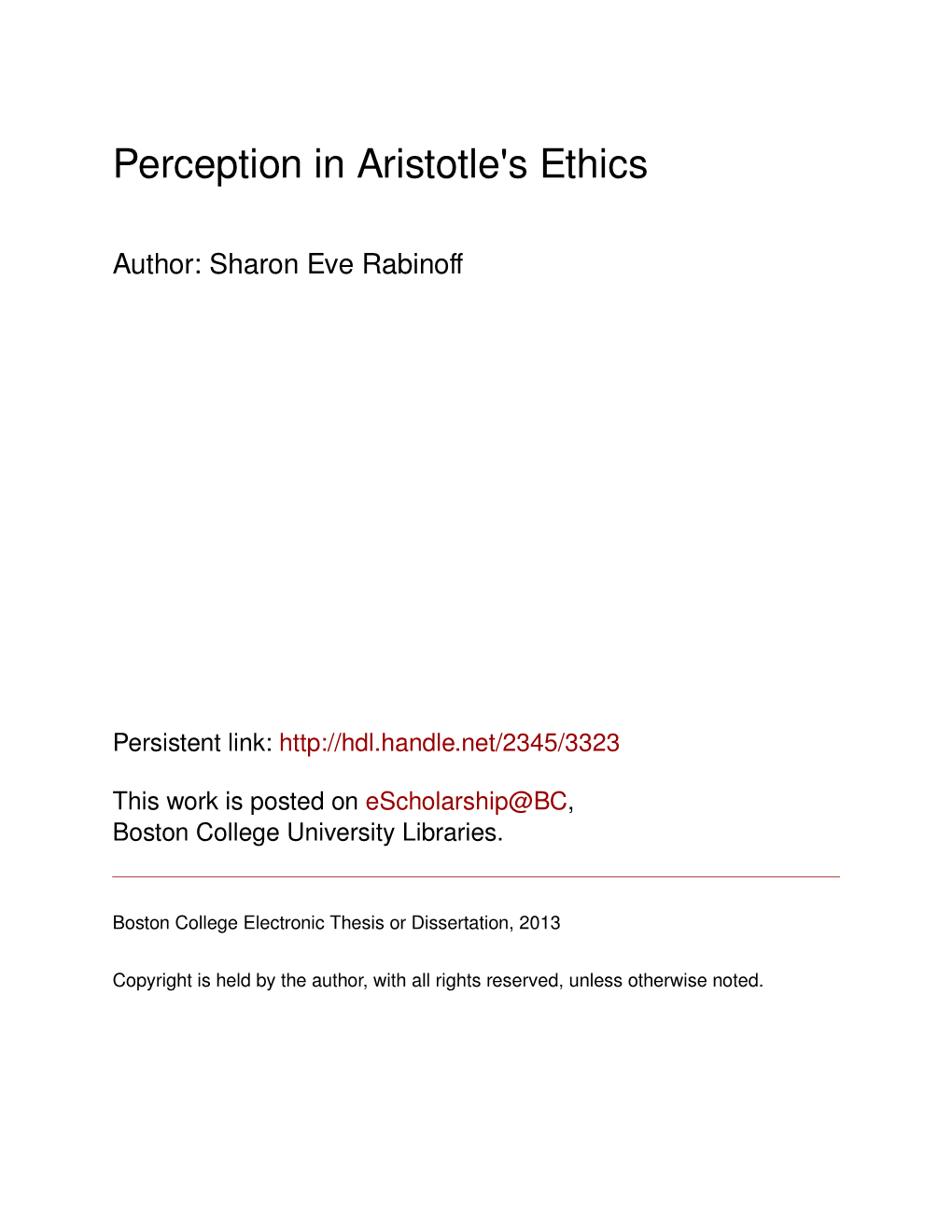 Perception in Aristotle's Ethics