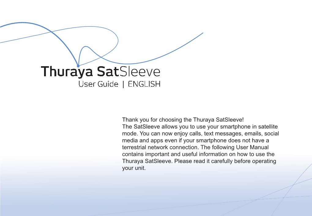 Thuraya Satsleeve User Guide | ENGLISH