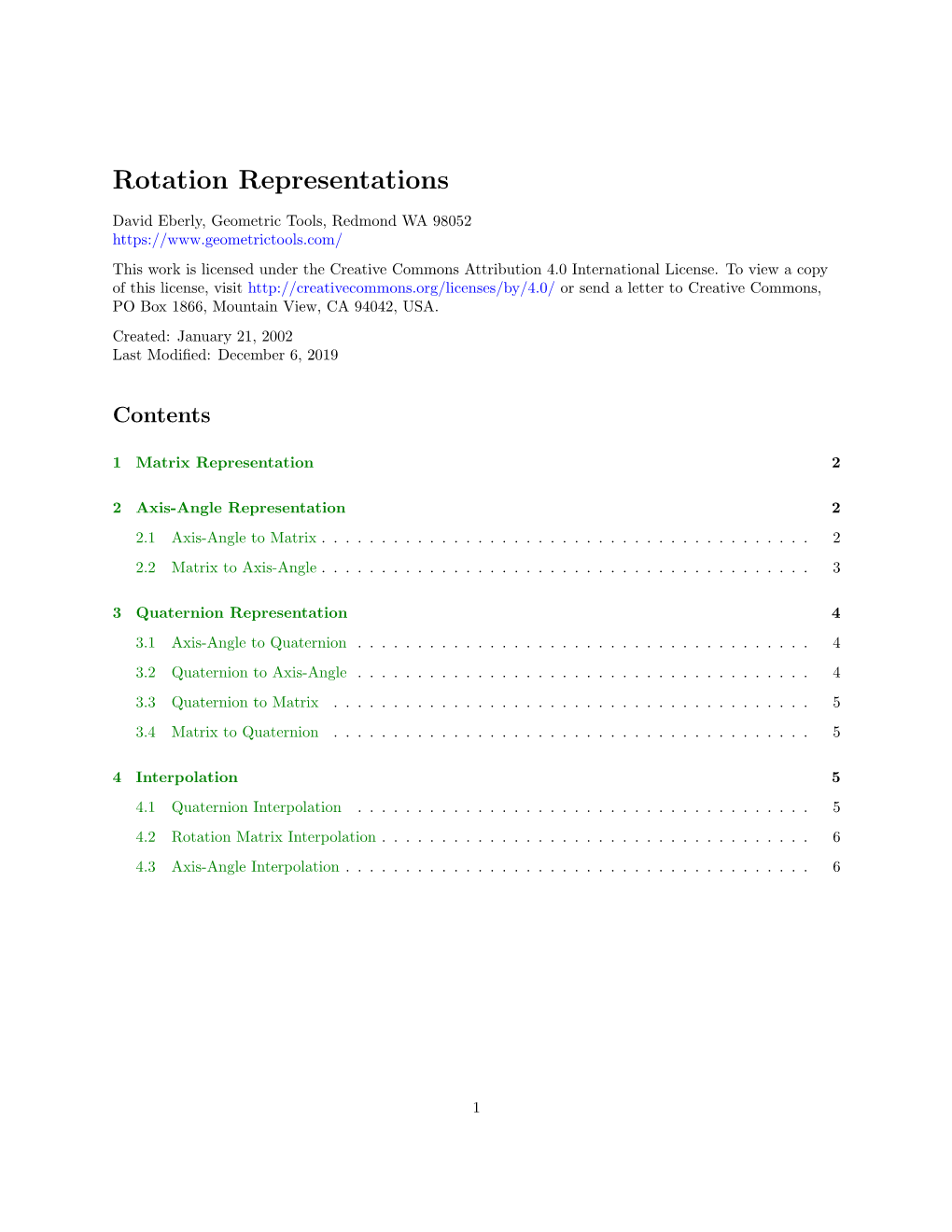 Rotation Representations