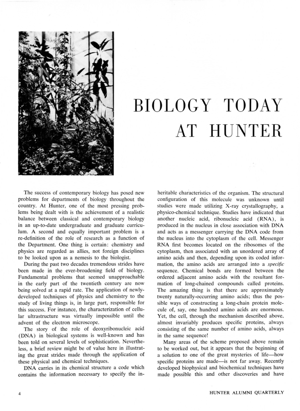 Biology Today at Hunter