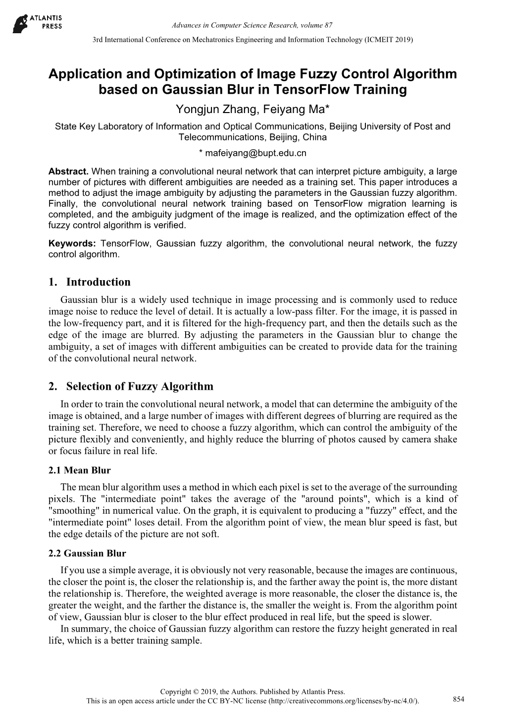 Application and Optimization of Image Fuzzy Control Algorithm Based On