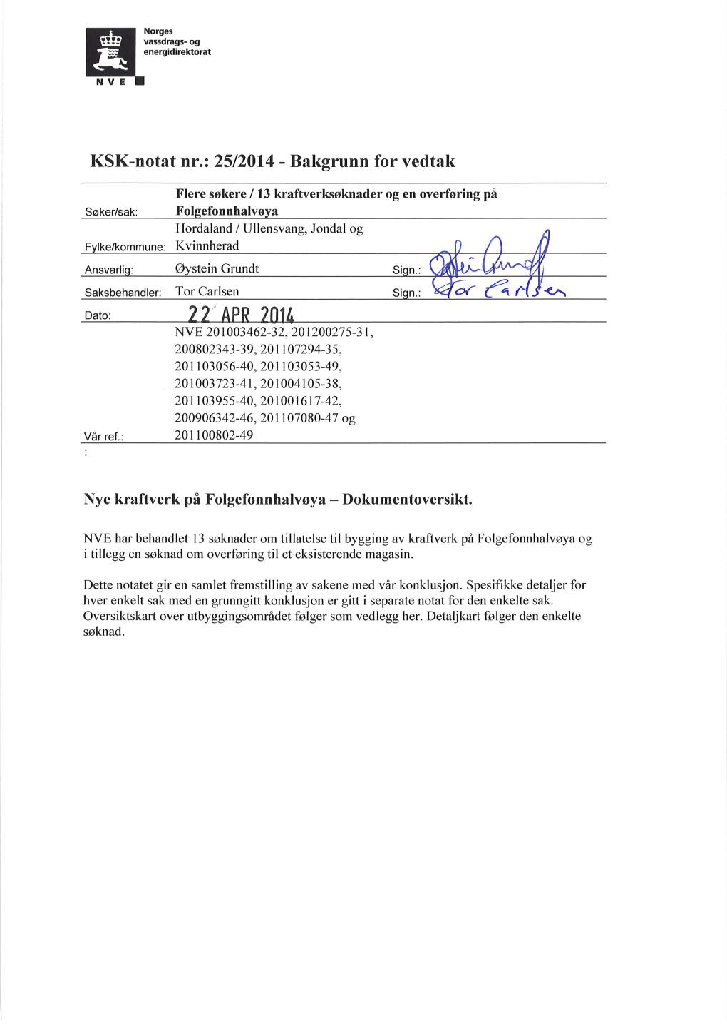 Søknader Om Tillatelser Til 13 Kraftverk Og En Overføring På Folgefonnhalvøya I Hordaland Innhold Nye Kraftverk På Folgefonnhalvøya – Dokumentoversikt