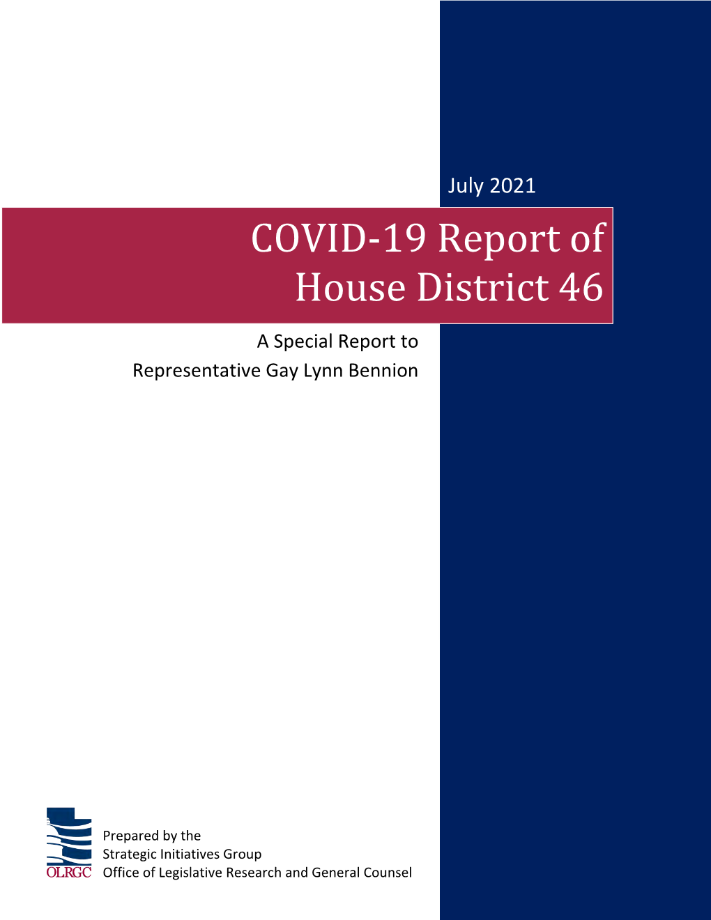 June 2021 COVID-19 Report of House District 46