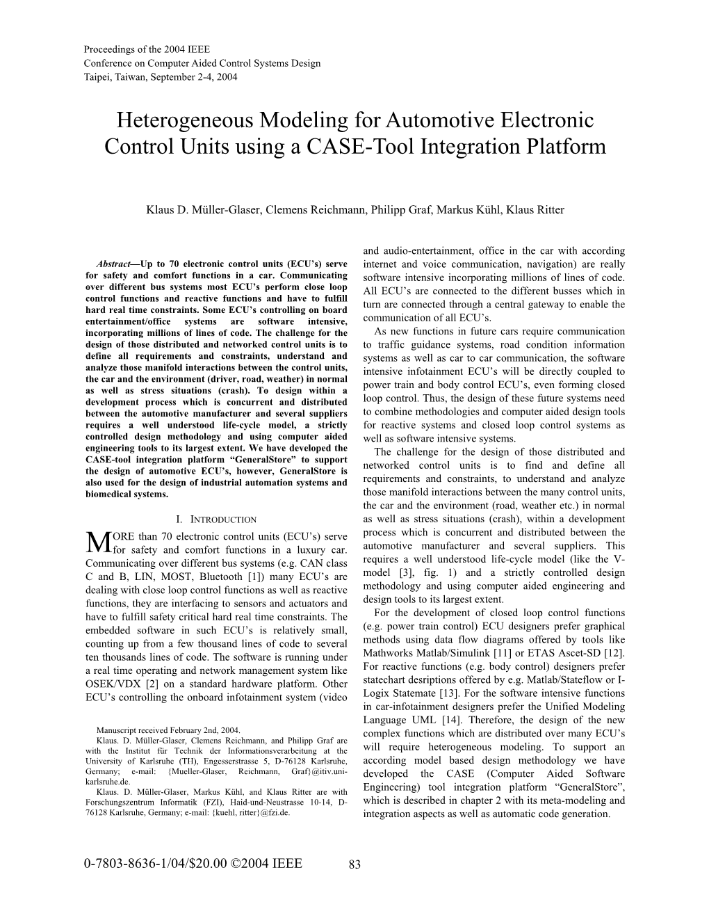 Heterogeneous Modeling for Automotive Electronic Control Units