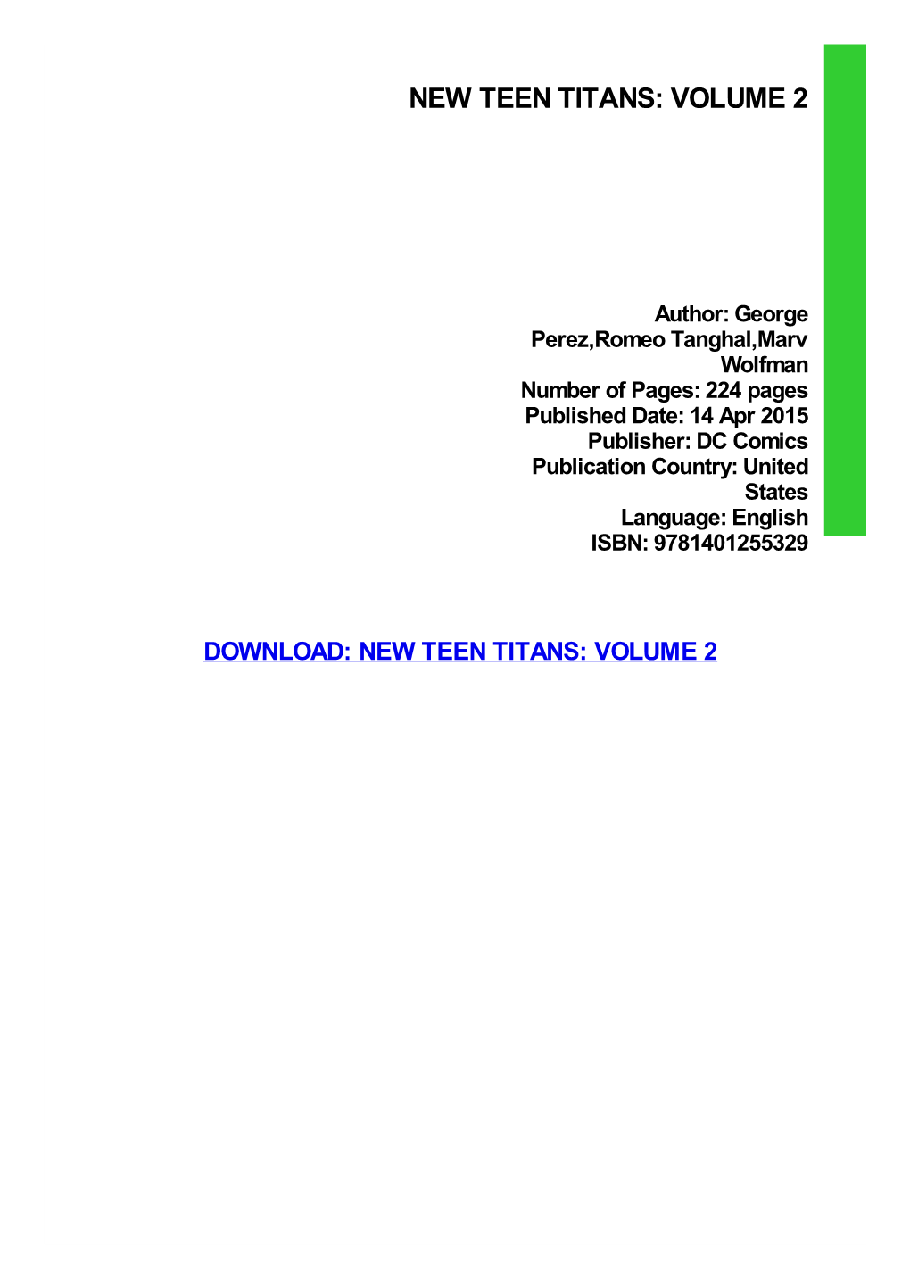 New Teen Titans: Volume 2 Pdf Free Download
