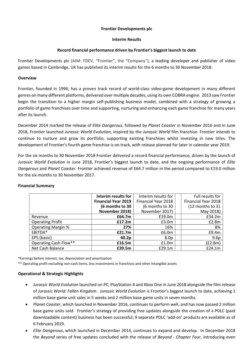 FY19 Interims