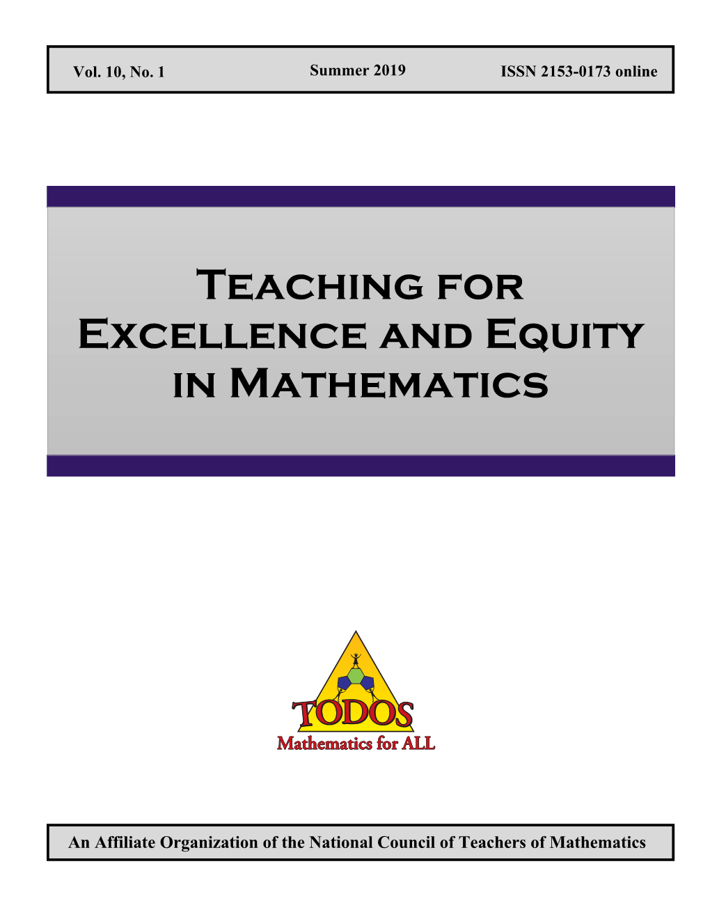 Teaching for Excellence and Equity in Mathematics