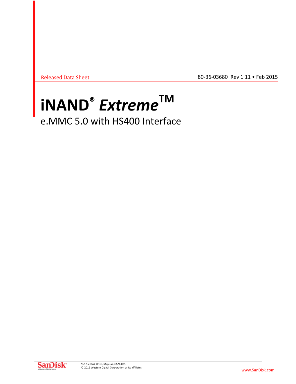 Inand Extreme E.MMC 5.0 HS400 I/F Data Sheet