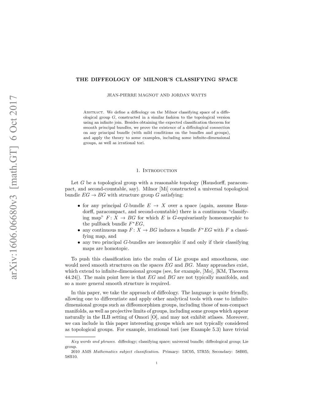 The Diffeology of Milnor's Classifying Space