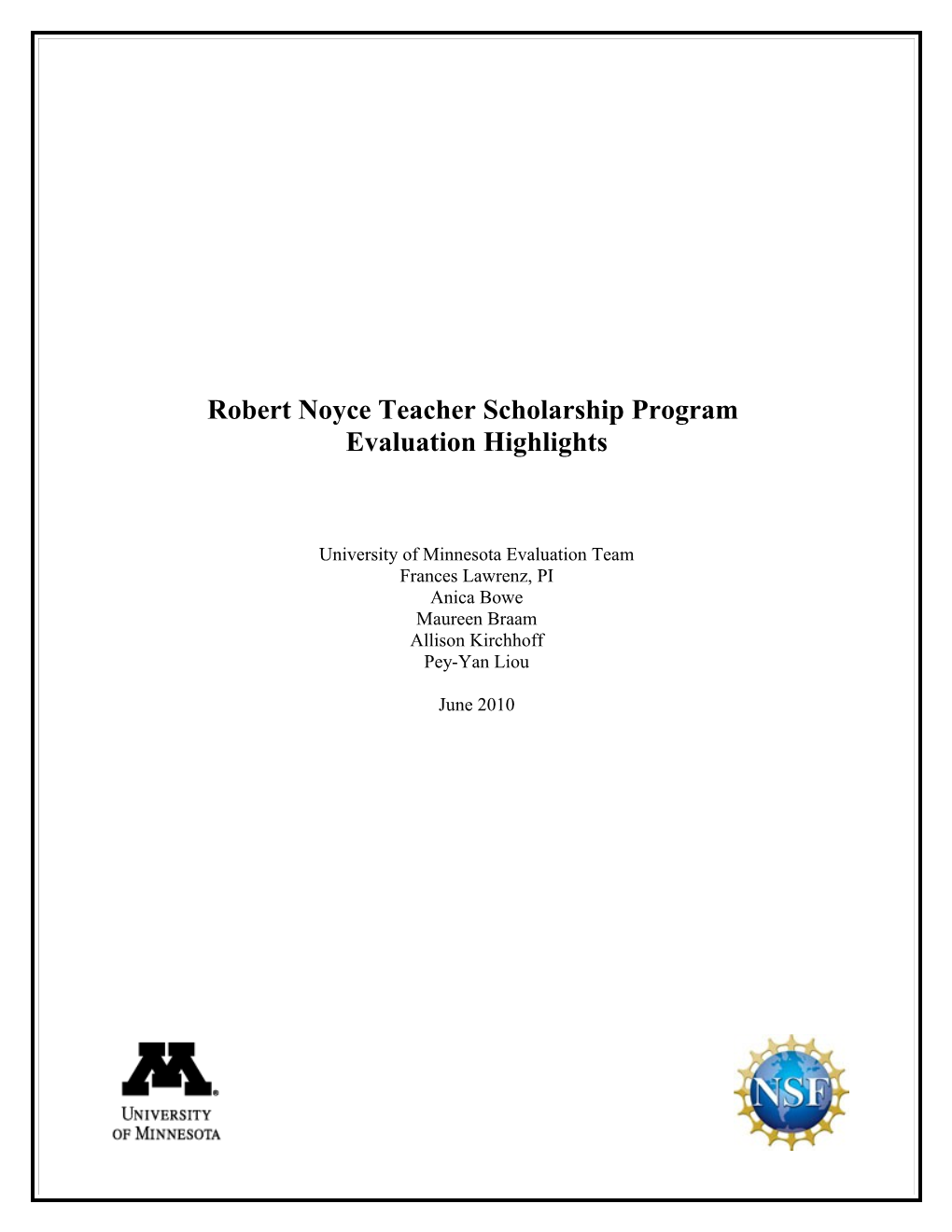 Robert Noyce Program Evaluation Fact Sheet