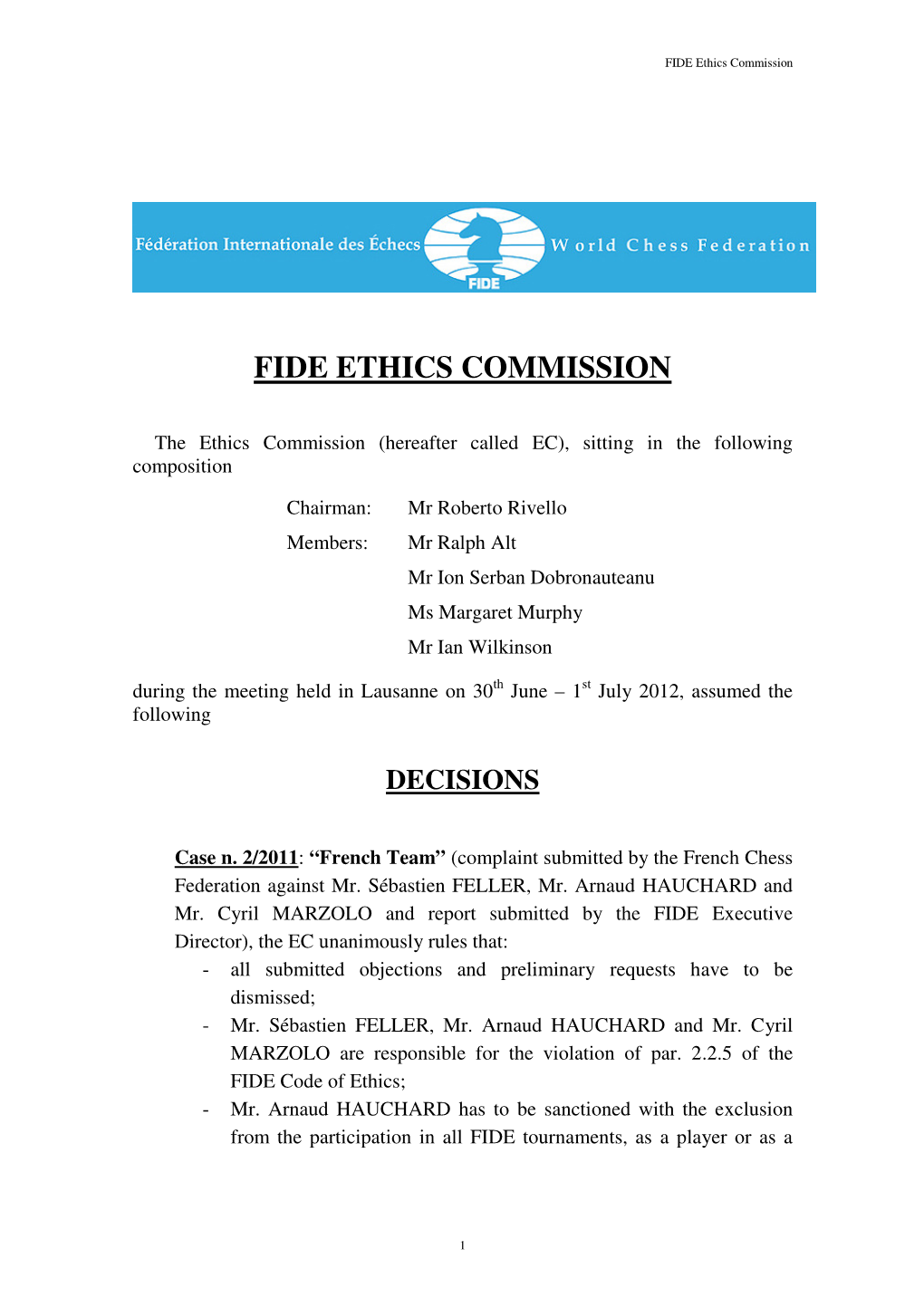 FIDE Ethics Commission