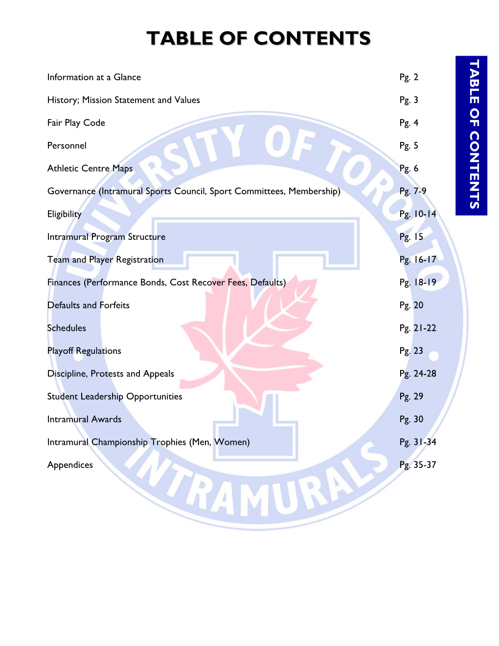 Information at a Glance Pg