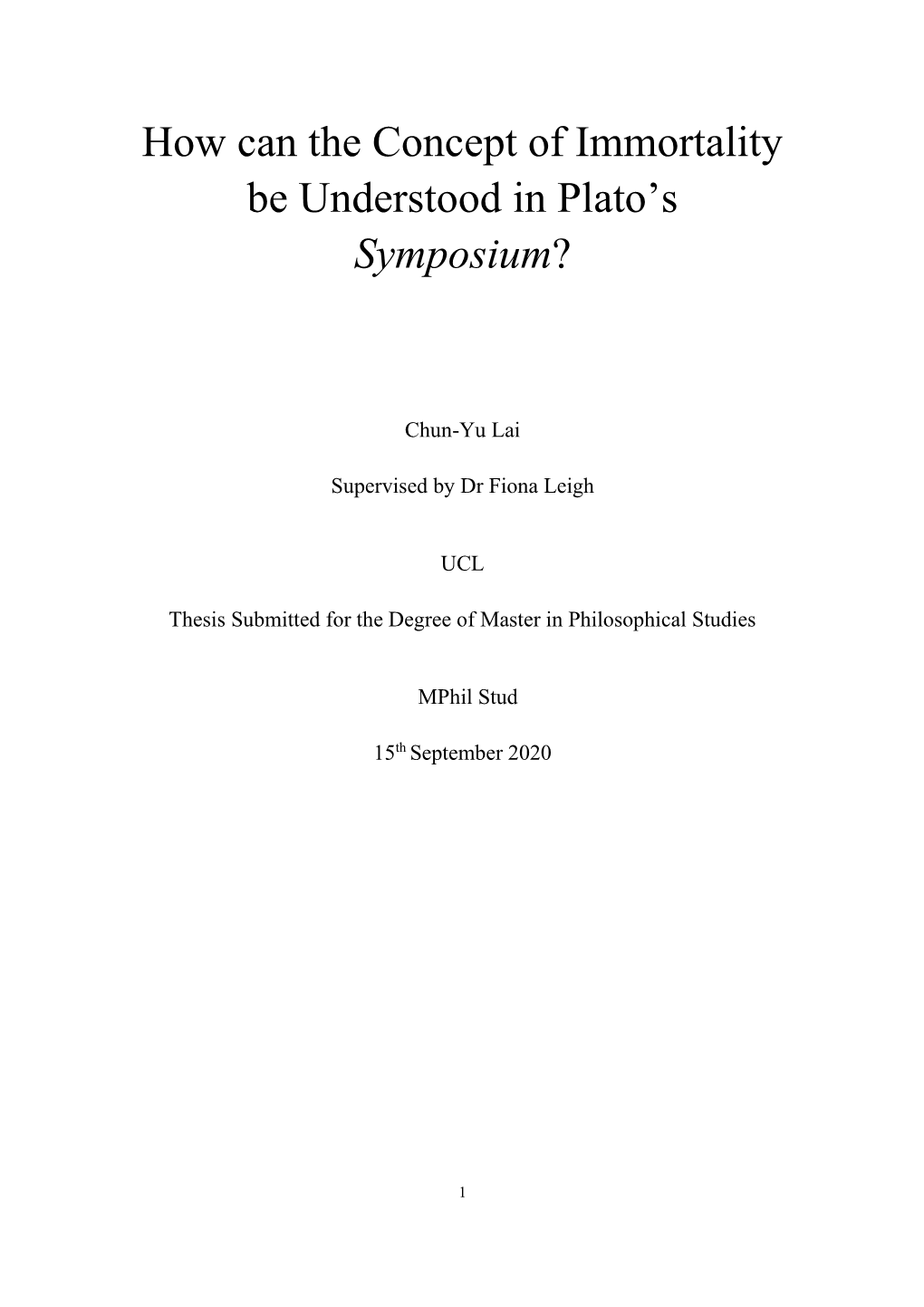 How Can the Concept of Immortality Be Understood in Plato's Symposium?