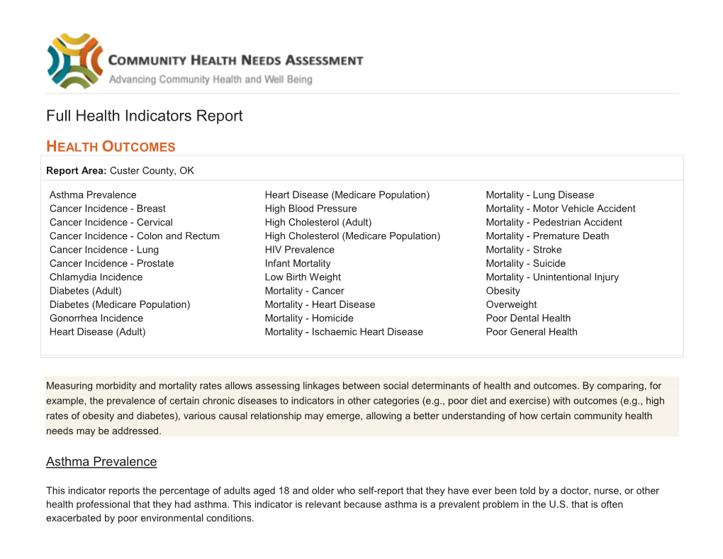 Full Health Indicators Report