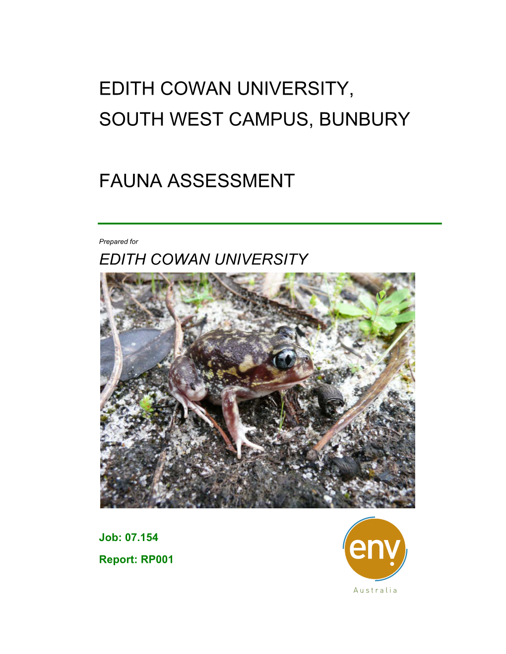 Edith Cowan University, South West Campus, Bunbury Fauna Assessment