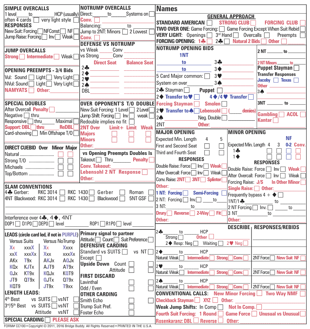 Convention Card Editor