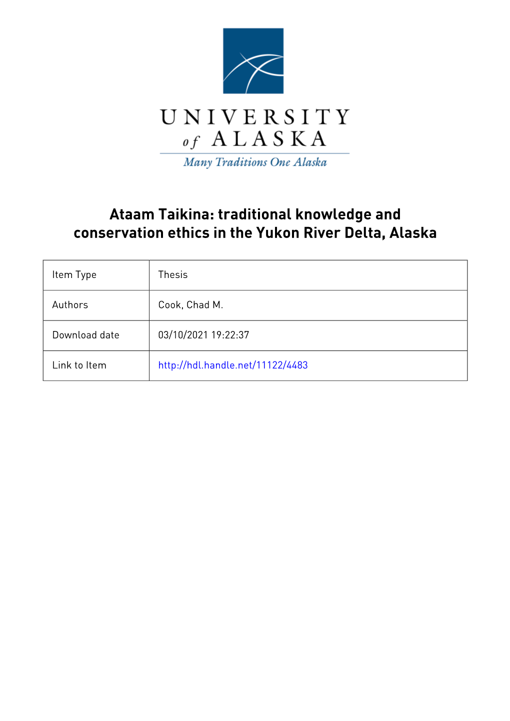 Cook, Ataam Taikina Graduate School Version