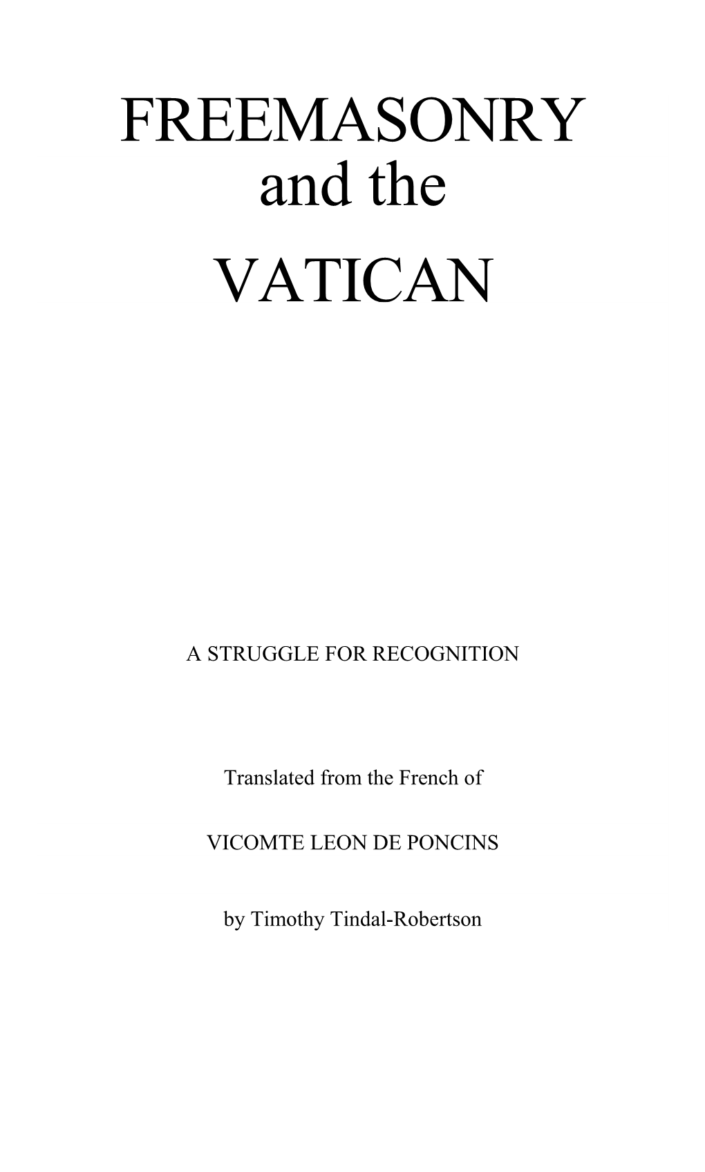 FREEMASONRY and the VATICAN