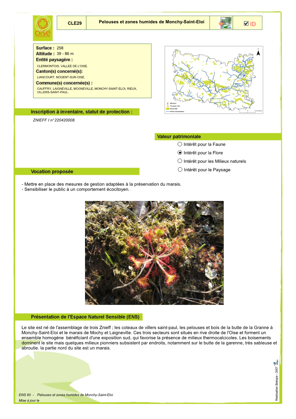 CLE29 Pelouses Et Zones Humides De Monchy-Saint-Eloi ID