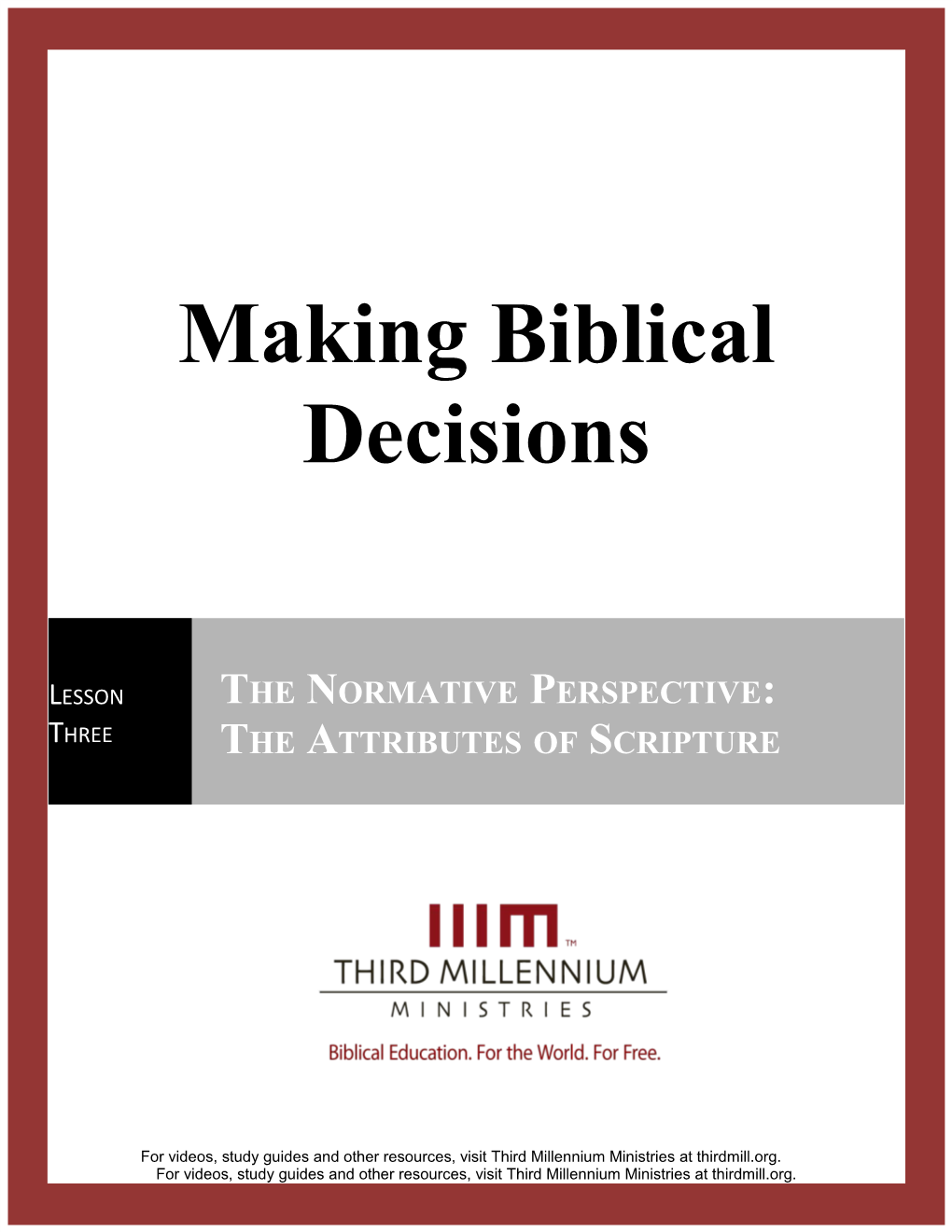 Making Biblical Decisions, Lesson 3
