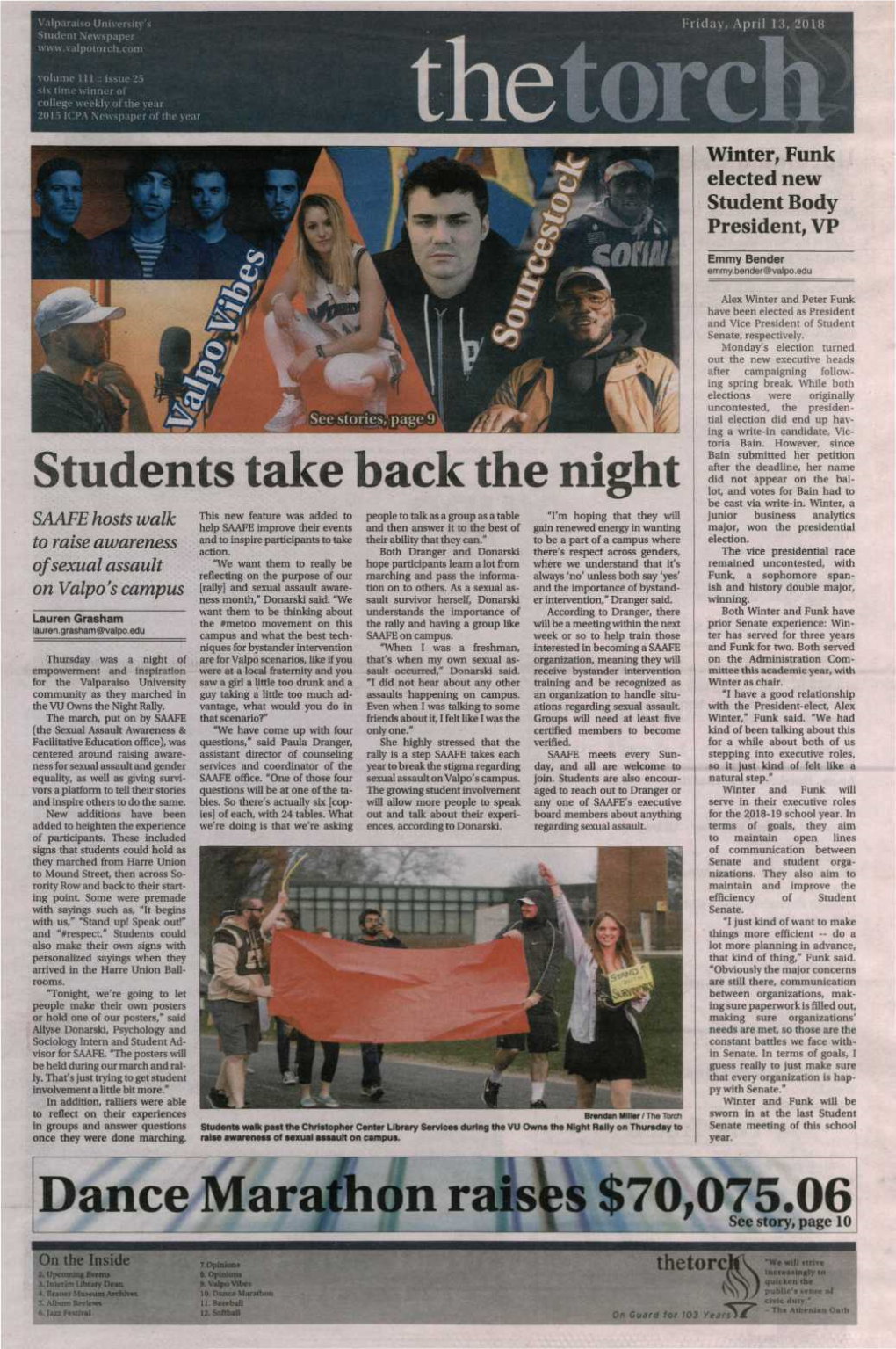 Students Take Back the Night Lot, and Votes for Bain Had to Be Cast Via Write-In