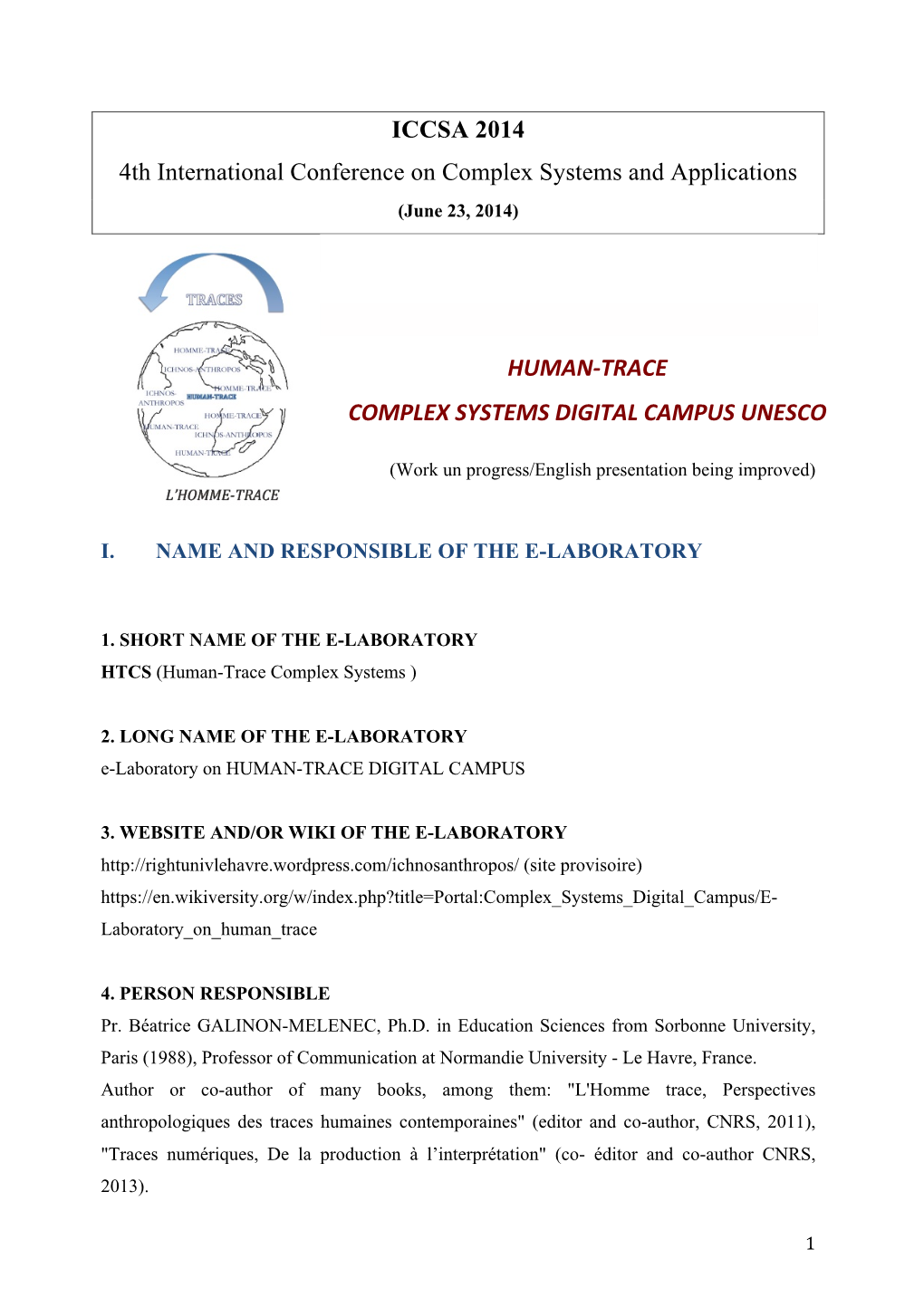 ! Human-Trace Complex Systems Digital Campus