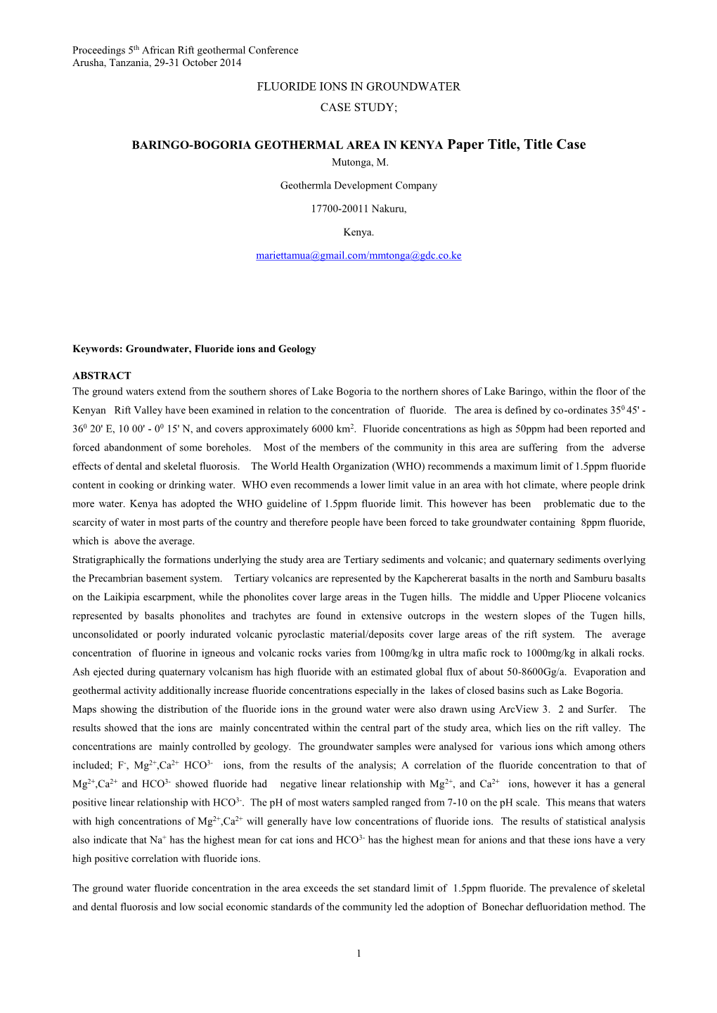 Fluoride Ions in Groundwater Case Study;