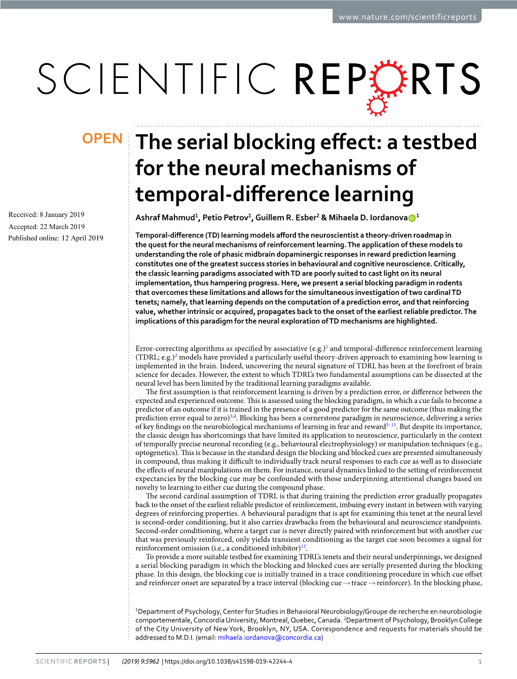 The Serial Blocking Effect: a Testbed for the Neural Mechanisms of Temporal