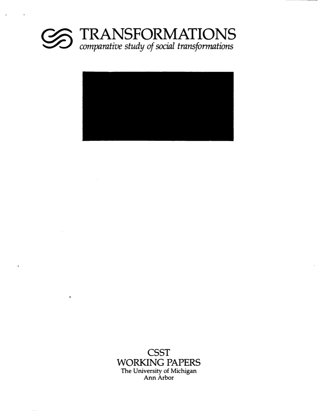 TRANSFORMATIONS Comparative Study of Social Transformations