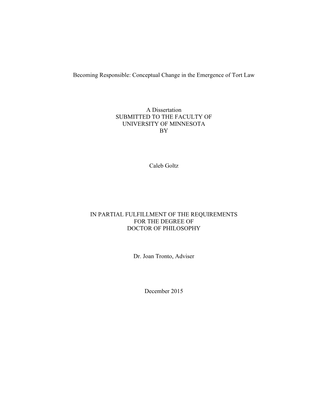 Conceptual Change in the Emergence of Tort Law