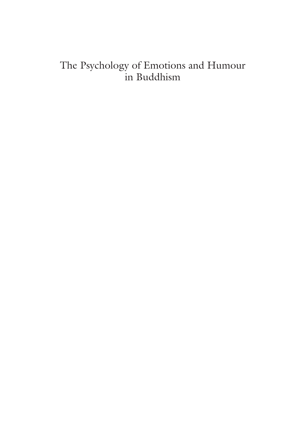 The Psychology of Emotions and Humour in Buddhism