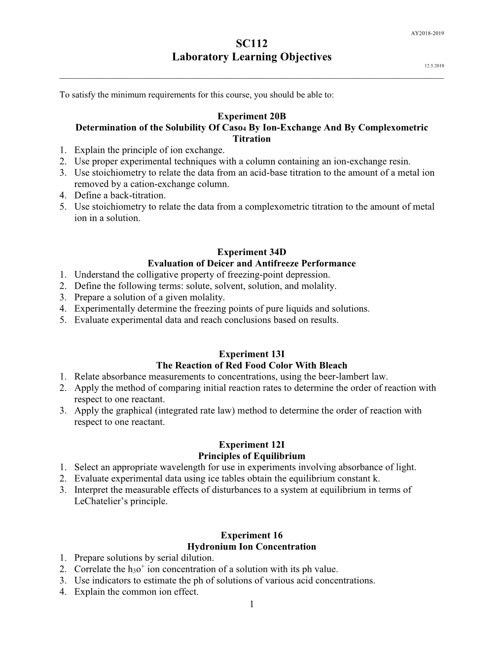 SC112 Laboratory Learning Objectives 12.5.2018 ______