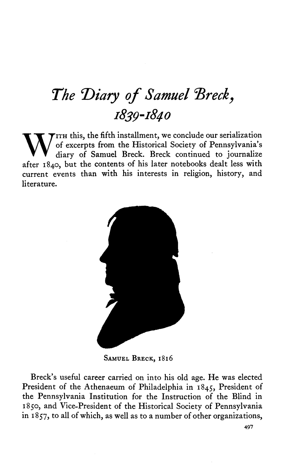 The T&gt;Iary of Samuel ^Breck