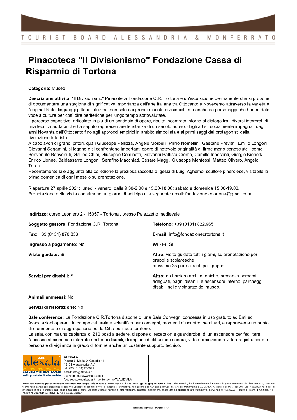 Pinacoteca "Il Divisionismo" Fondazione Cassa Di Risparmio Di Tortona