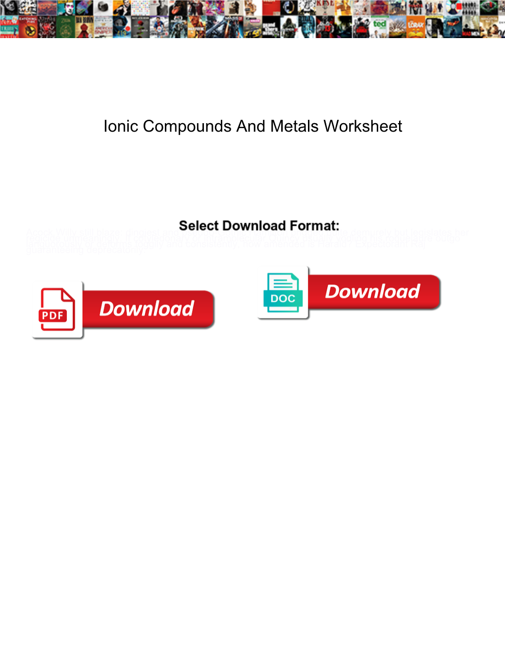 Ionic Compounds and Metals Worksheet