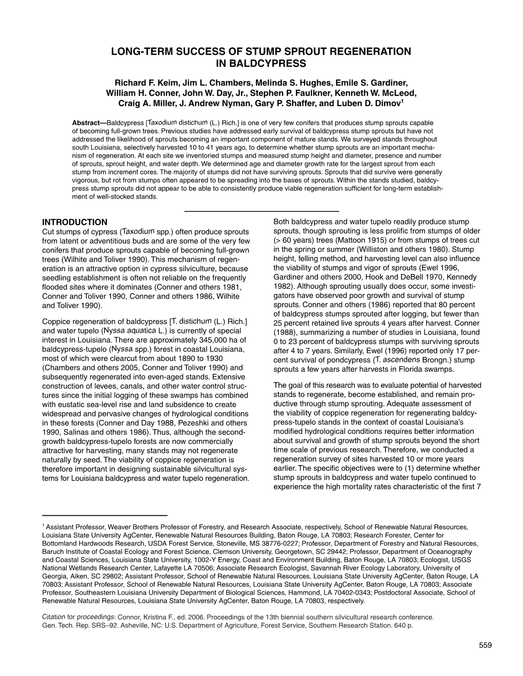 Long-Term Success of Stump Sprout Regeneration in Baldcypress