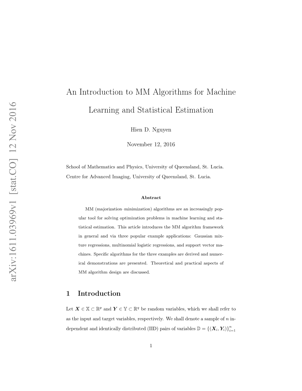 An Introduction to MM Algorithms for Machine Learning and Statistical