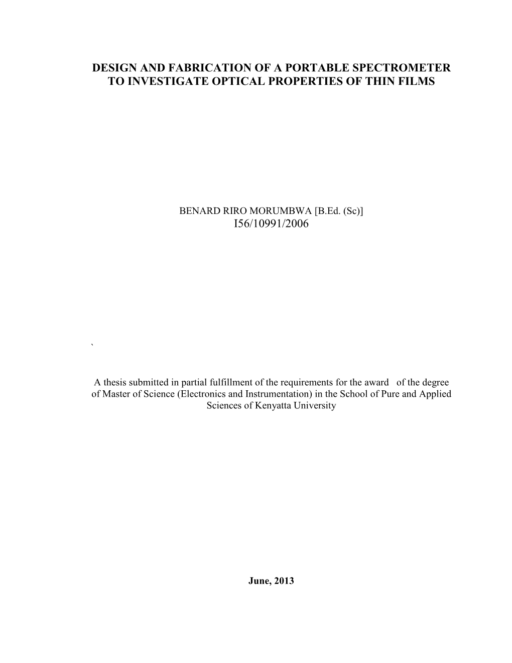 Design of a Simple Optical Spectrometer