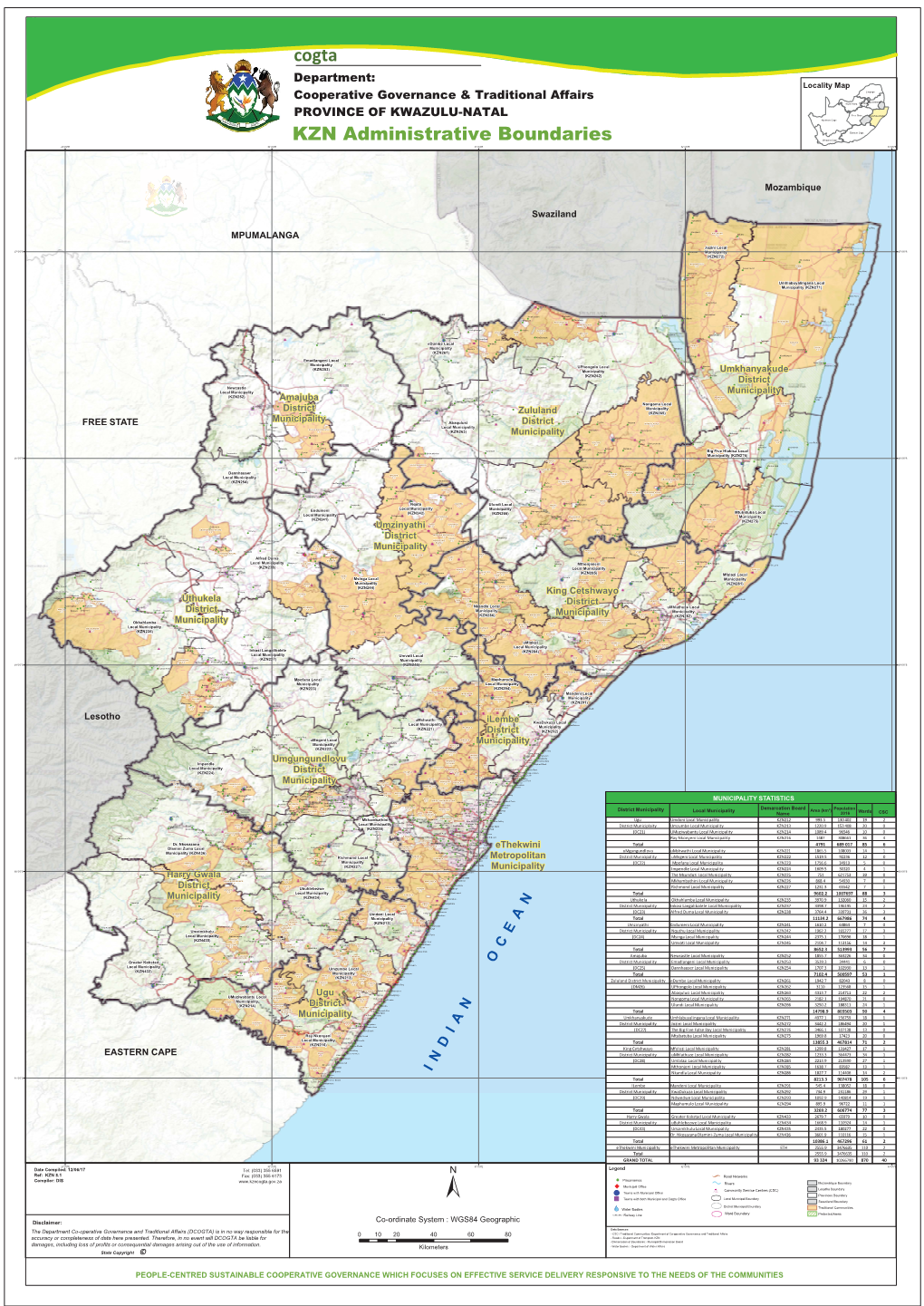 KZN Administrative Boundaries Western Cape 29°0'0