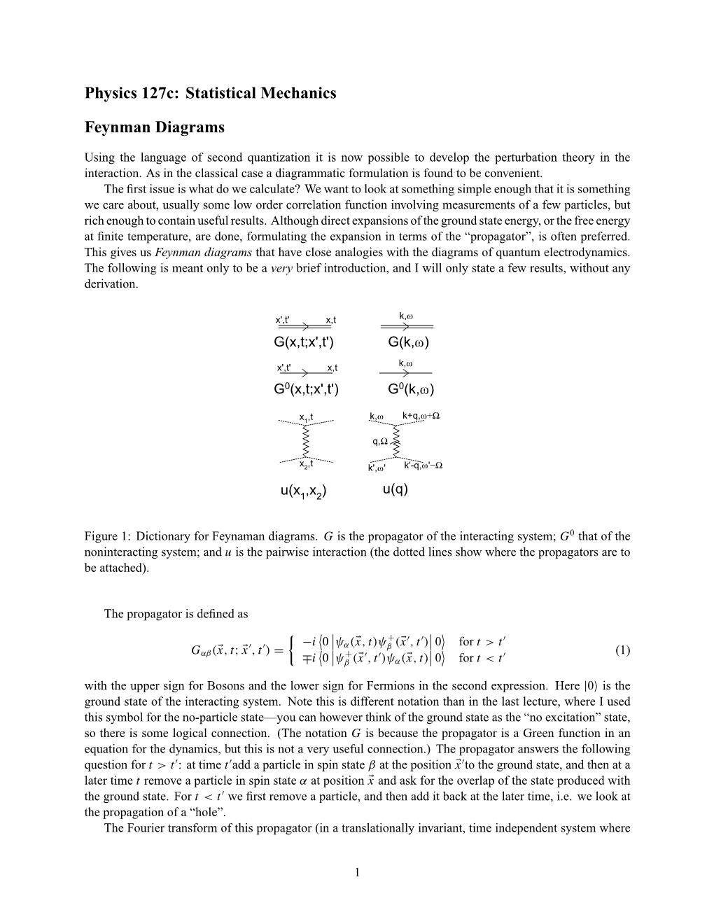 Statistical Mechanics Feynman Diagrams