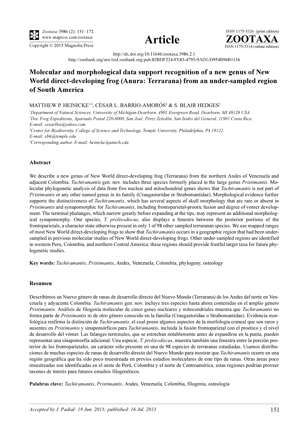 Molecular and Morphological Data Support Recognition of a New Genus of New World Direct-Developing Frog (Anura: Terrarana) From