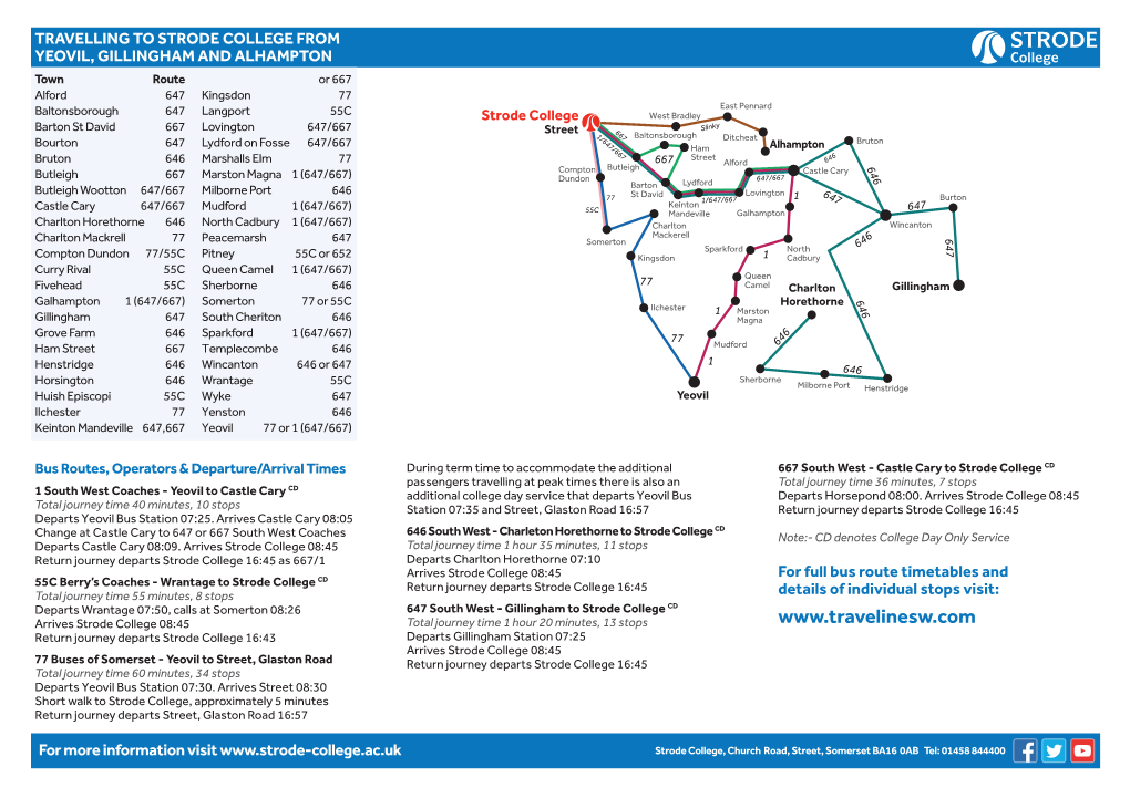 Travelling to Strode College from Yeovil, Gillingham and Alhampton