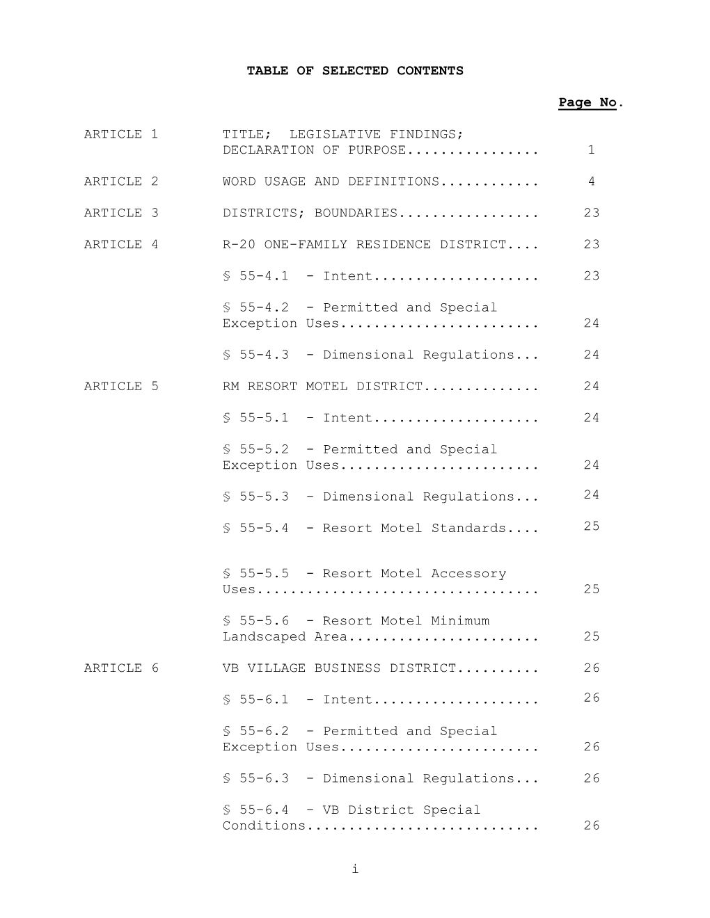 Chapter 55 Zoning Code Revision