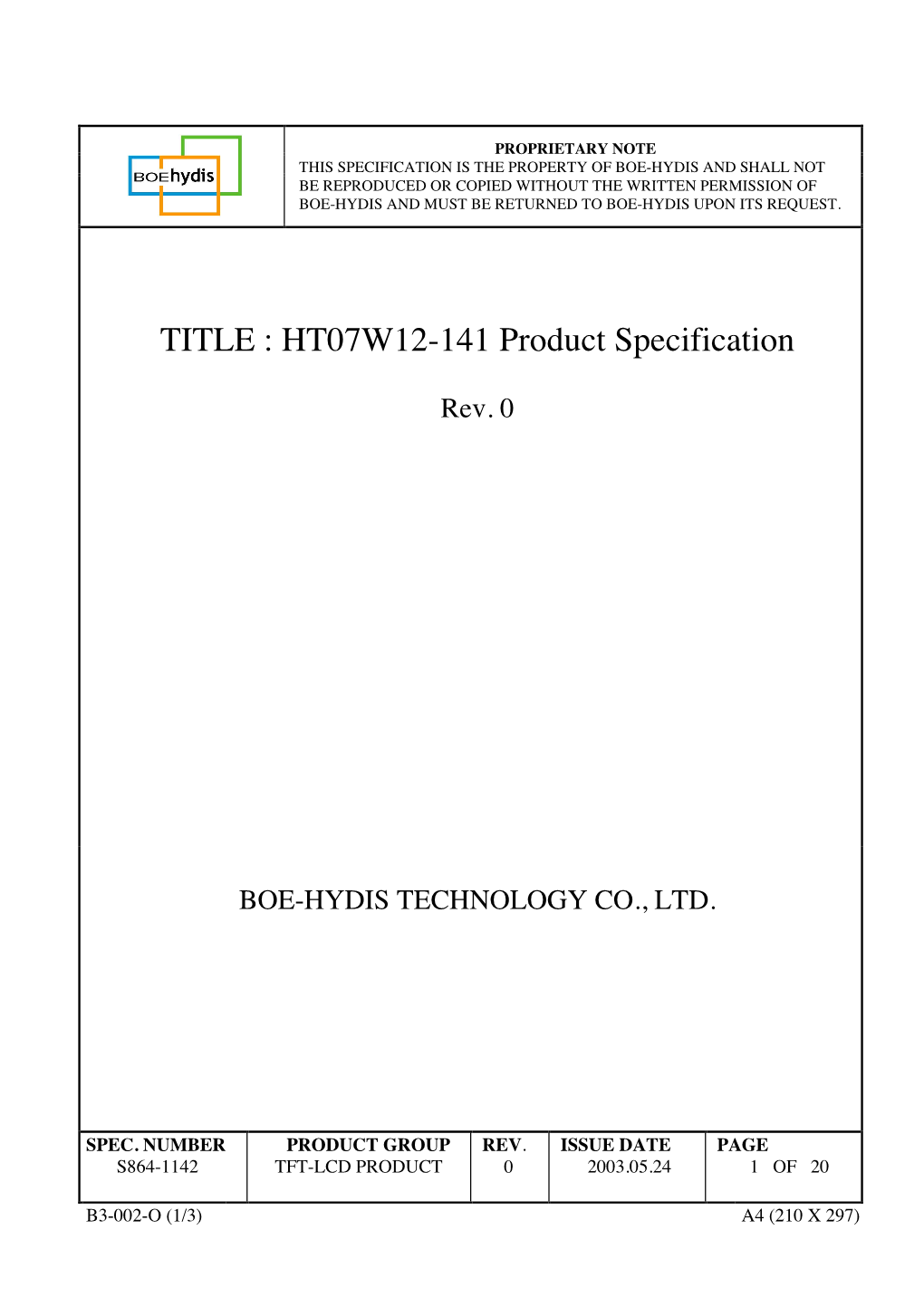 LCD Datasheet by Beyondinfinite.Com