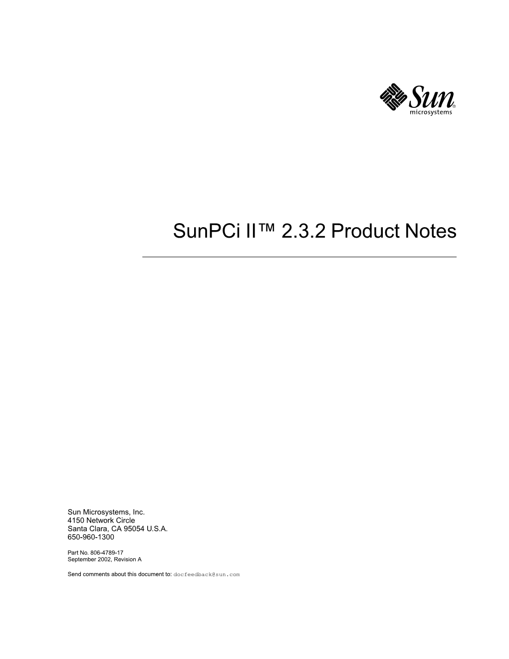 Sunpci II™ 2.3.2 Product Notes